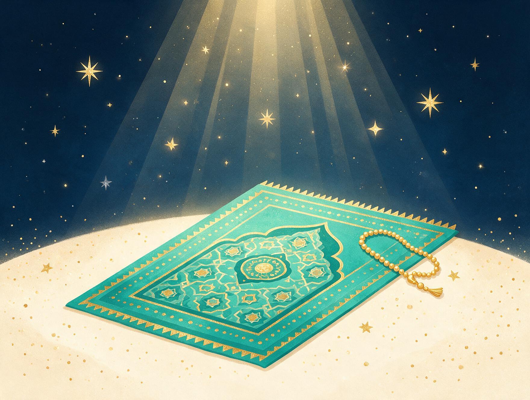 Tapis de prière sous une douce lumière