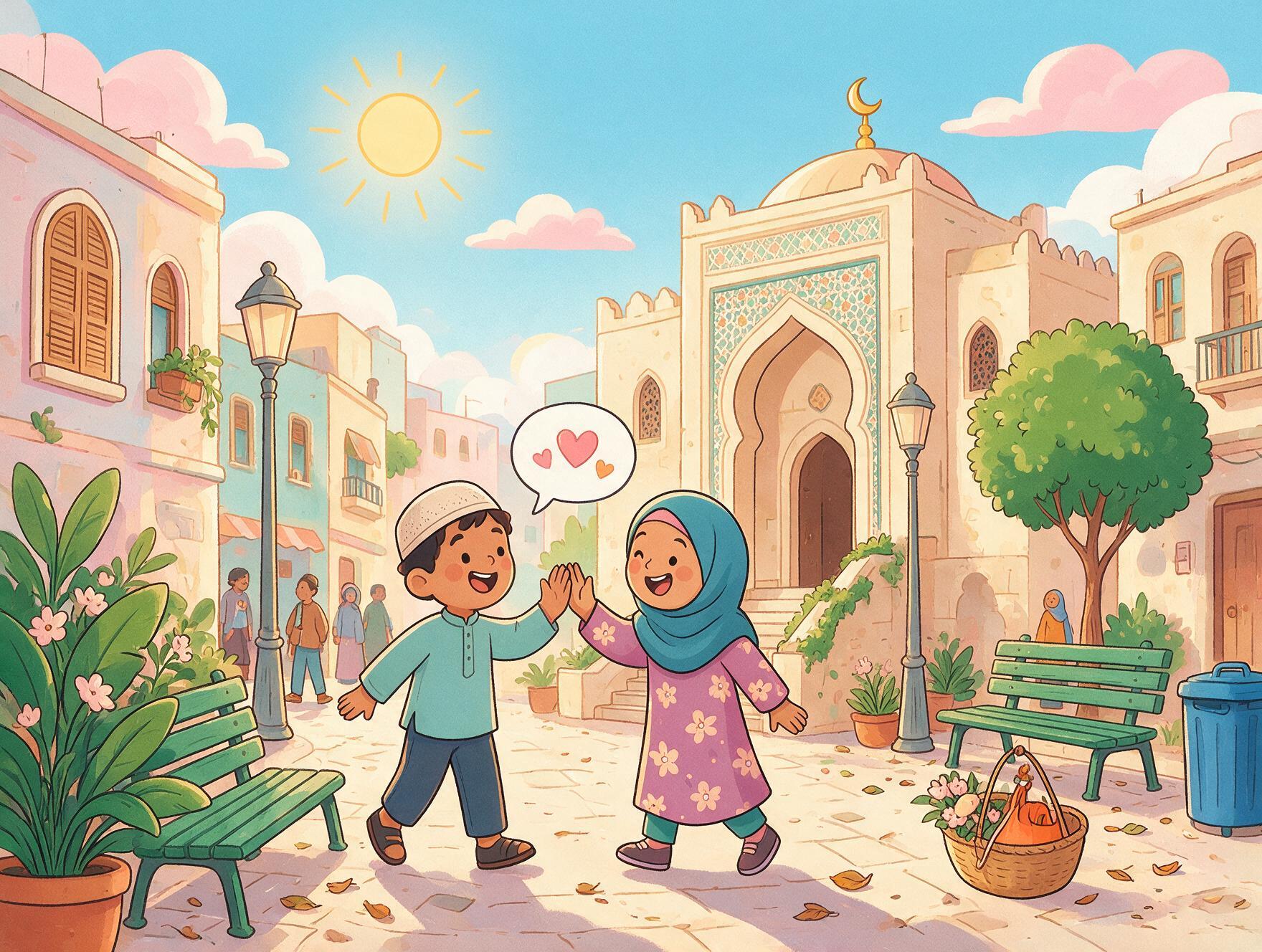 Deux enfants qui se saluent