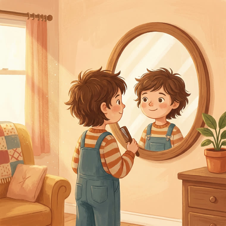 Un enfant devant le miroir