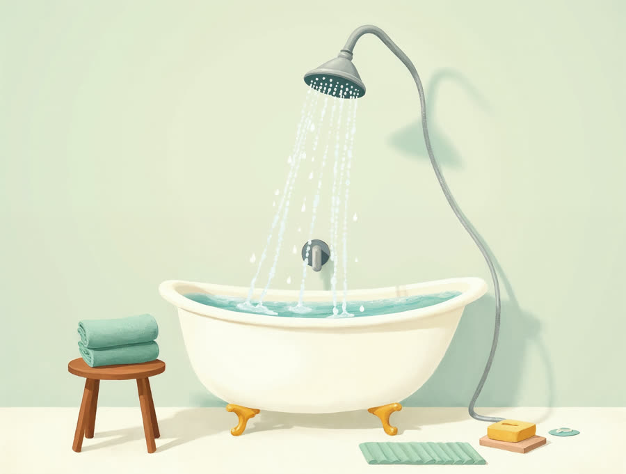 Une douche et de l'eau propre