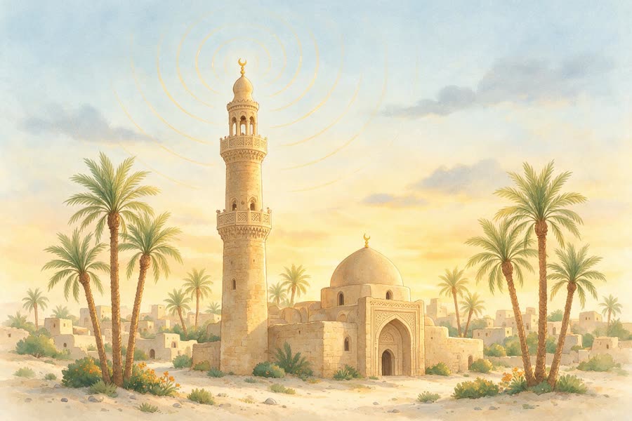 Un minaret au lever du soleil