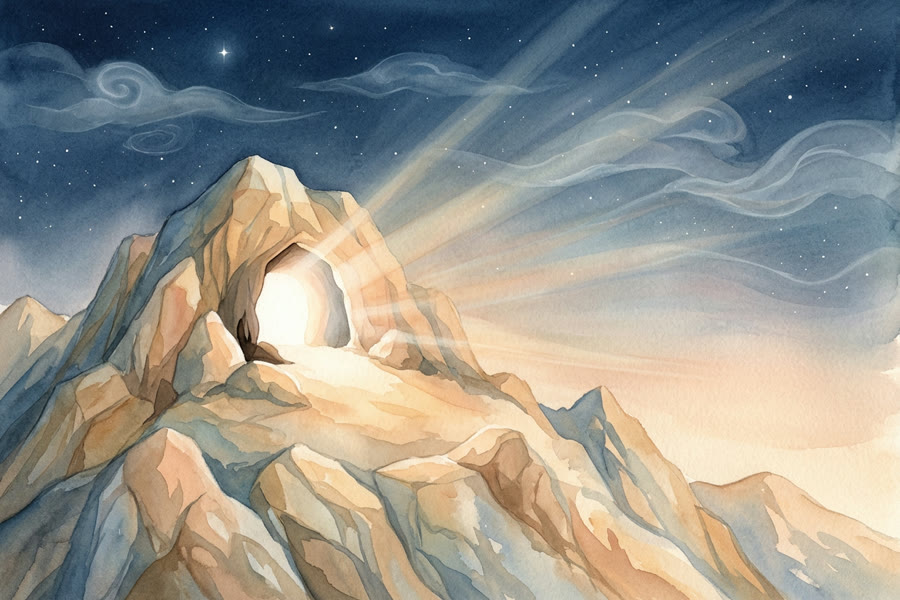Une immense lumière dans la grotte de Hirâ