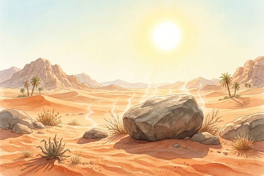 Le sable brûlant sous le soleil de midi