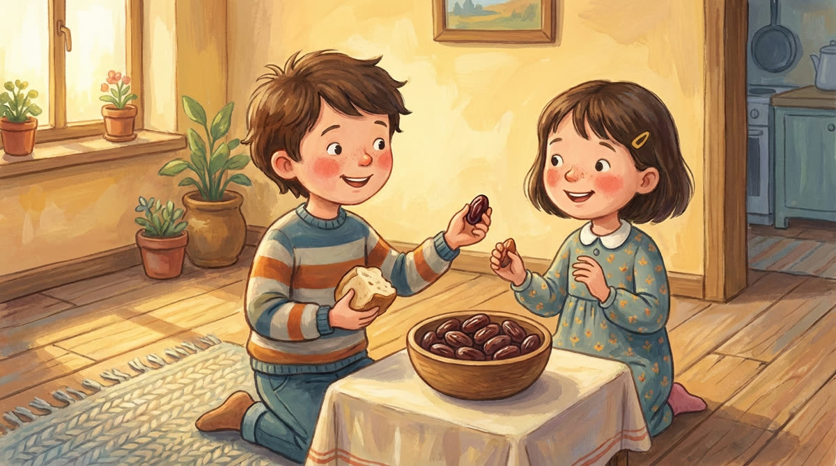 Un enfant qui partage son goûter avec un camarade