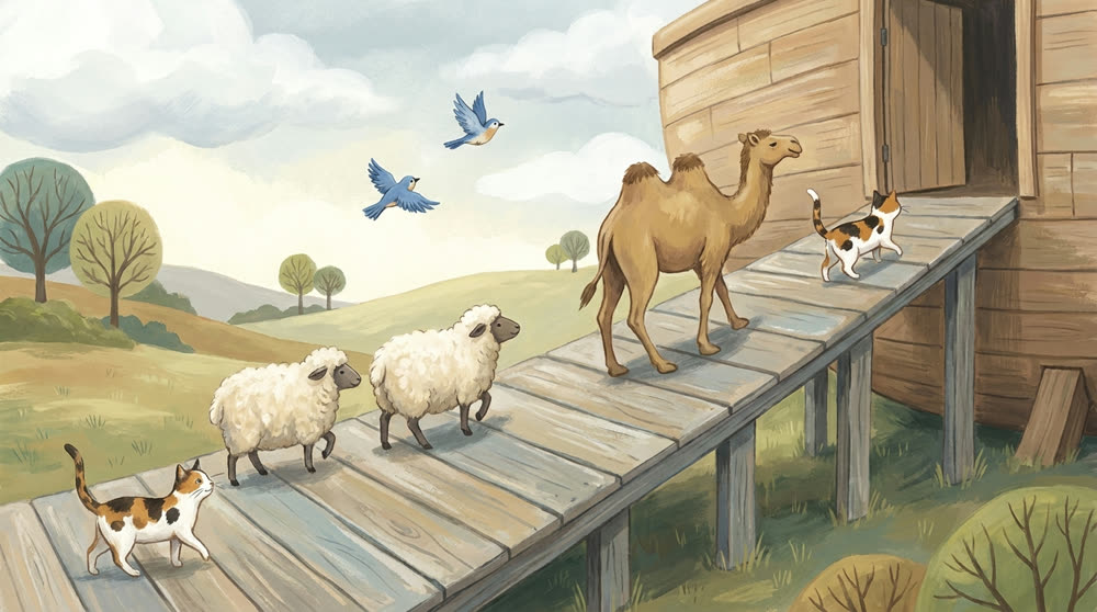 Les animaux qui montent deux par deux dans l'arche