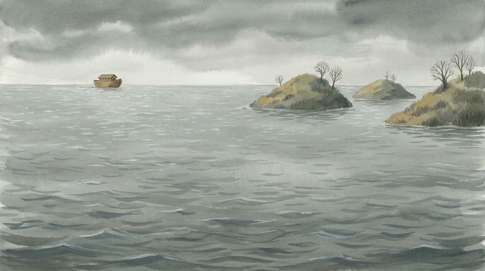 La mer qui recouvre tout, l'arche seule à l'horizon