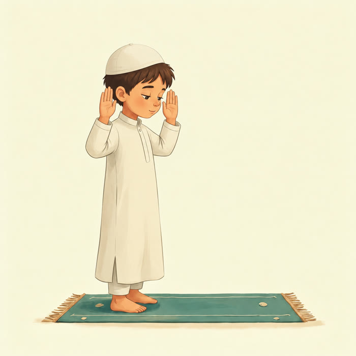 Les mains levées pour le takbîr