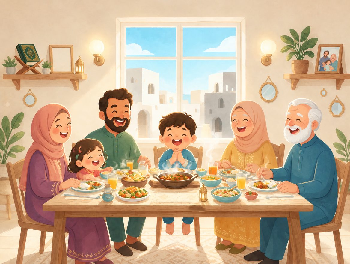 Un enfant dit Bismillâh avant de manger